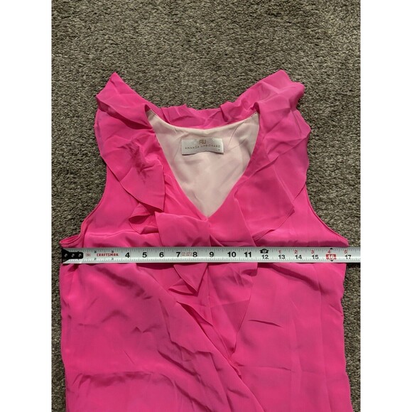 Amanda Uprichard Womens Bright Pink Ruffle Silk Sleeveless Top Size M - Picture 5 of 6